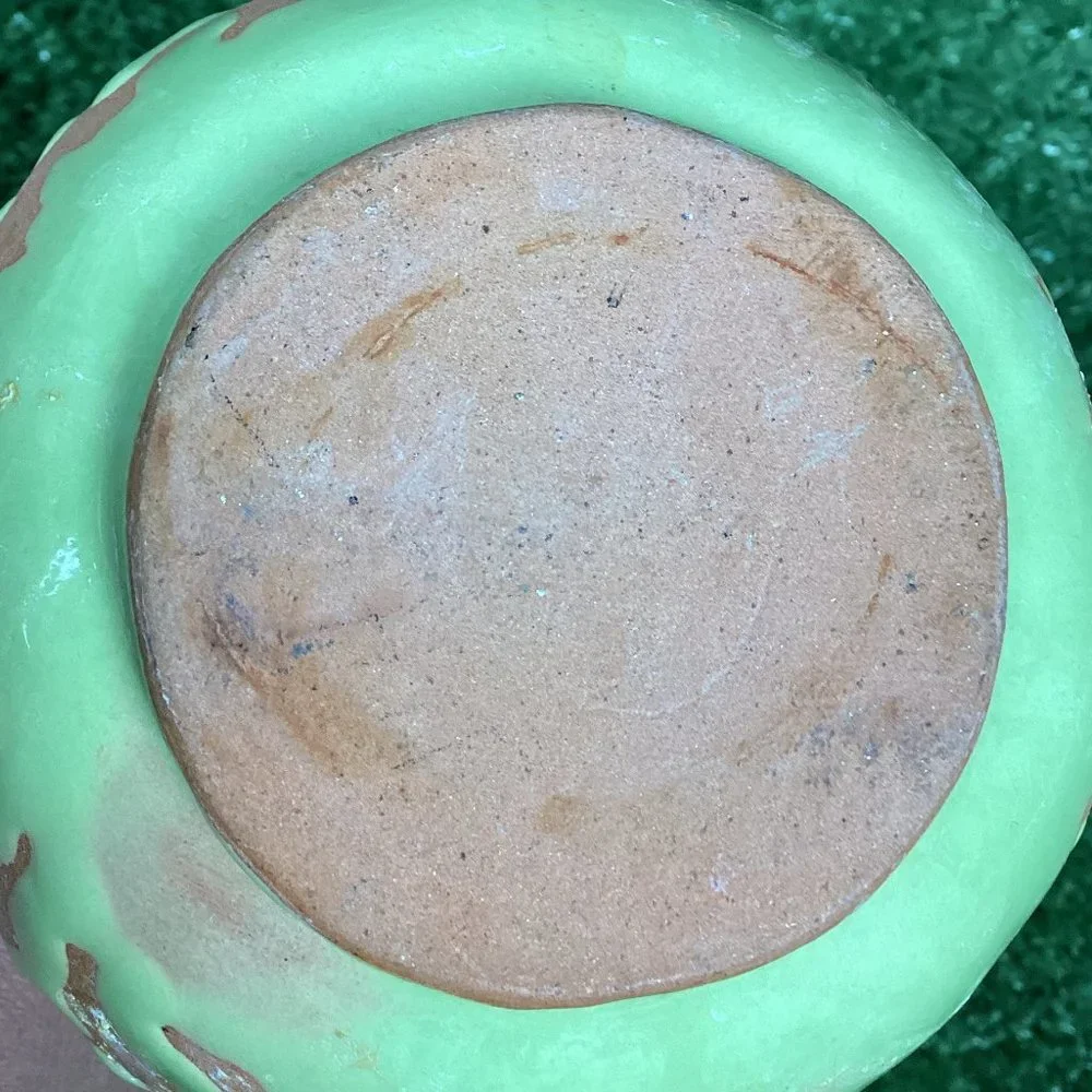 Vintage Bud Vase Green Drip Glaze